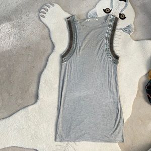 All saints embellished heavy metal silver sleeveless slinky dress